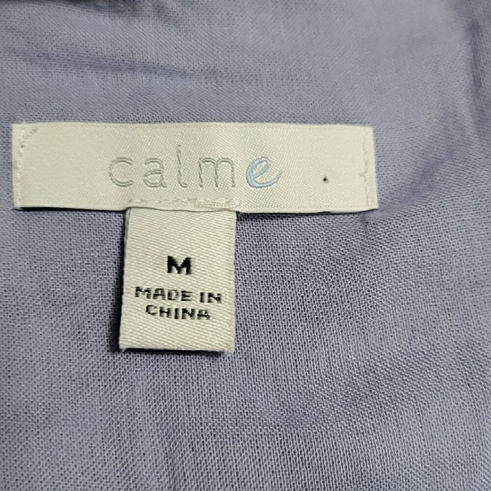 CALME by JOHNNY WAS Jumpsuit M Blue Print Cotton Sleeveless Wide Leg Tie Belt - Picture 5 of 9